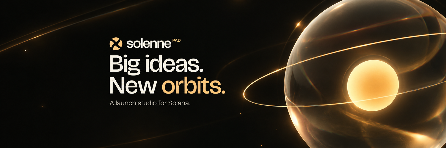 Solenne Pad banner with an amber glass orbit and the words Big ideas. New orbits.
